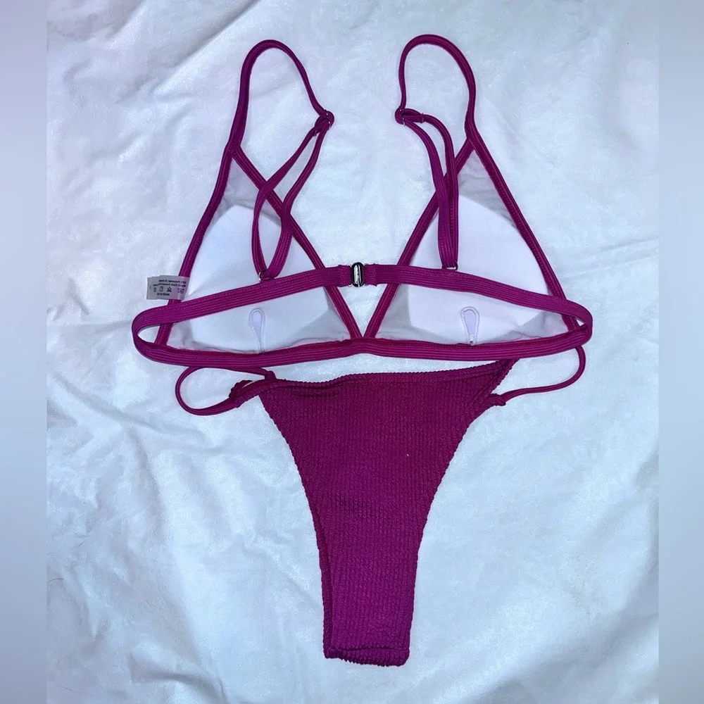 Vibrant Maroon Brazilian Cut Bikini Set Size Small